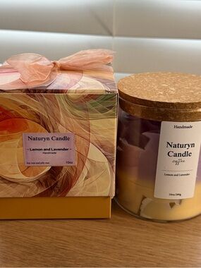 Nataryn Candle Lemon & Lavender Scented Jar Candle — Cream and Purple